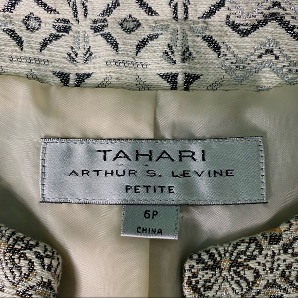 Tahari ASL Open Front Metallic Print Formal Career Jacket size 6P - Picture 6 of 12